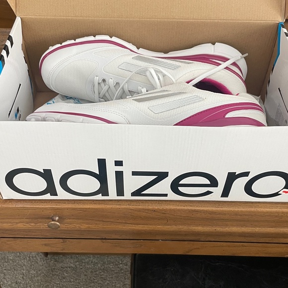 Adidas Women's Athletic Shoes in White and Pink Spikeless Golf Shoes - Picture 5 of 5